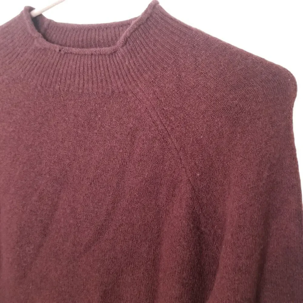 J. Crew Womens Alpaca Merino Wool Burgundy Roll Neck Sweater Sz XS Quiet Luxury